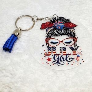 7/$10 July Girl Keychain with Tassel, New